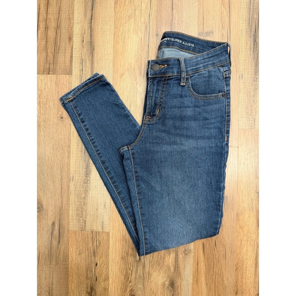 Old Navy Super Skinny Jeans Mid Rise Dark‎ Wash Stretch Size 0 Regular
